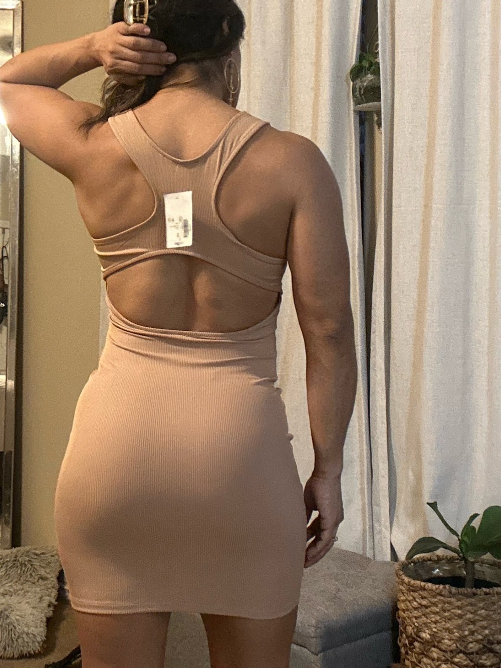Forever 21 Tan Ribbed Racerback Bodycon Dress - Picture 3 of 4